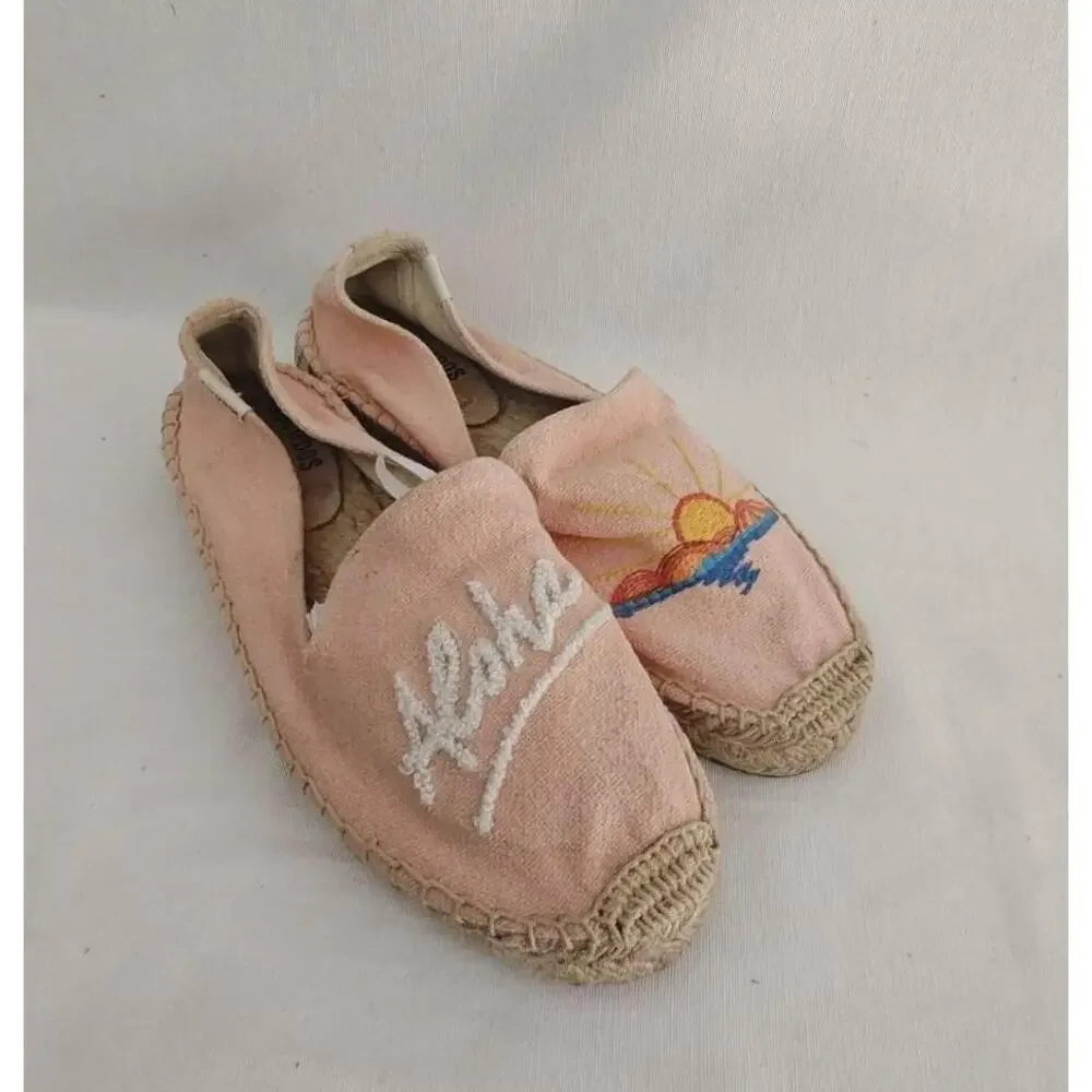 Soludos x Lockhart Embroidery‎ Espadrille Flats Aloha Sunset Pink Coral 7